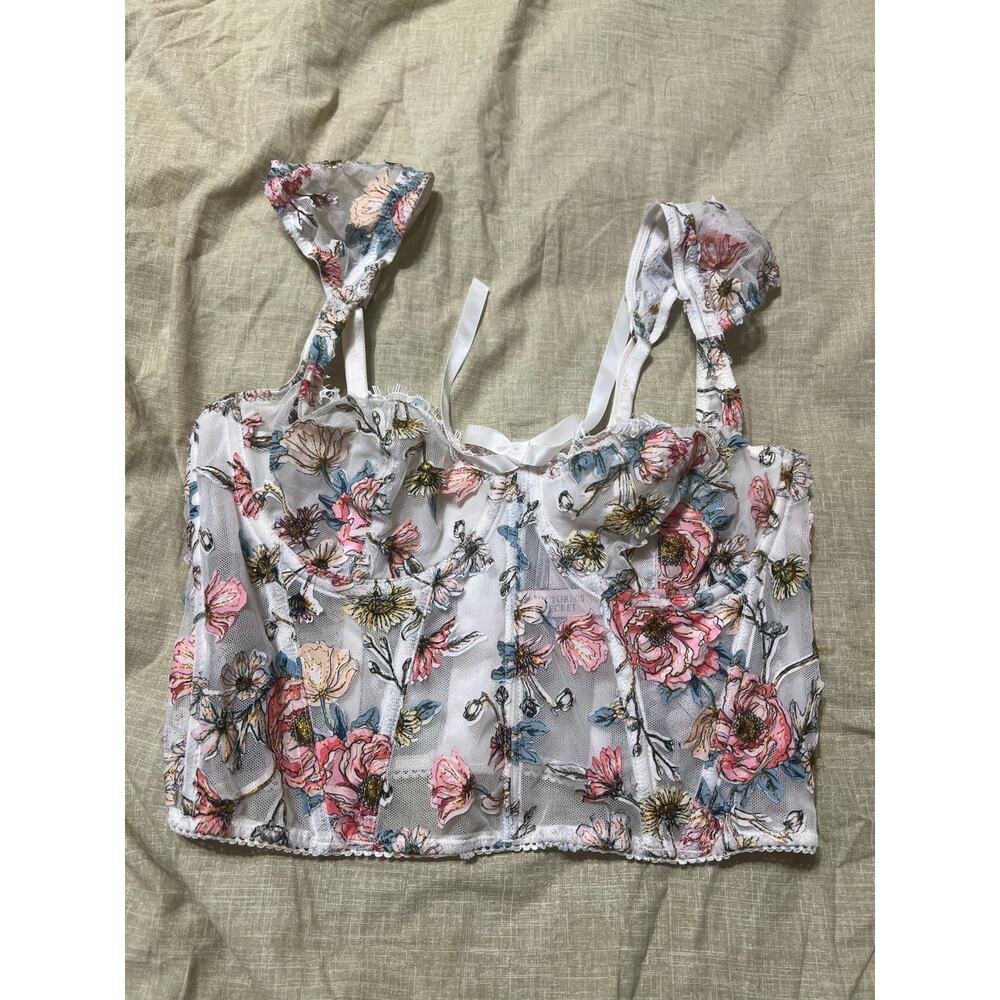34c VICTORIA'S SECRET Dream Angels Floral Corset Bustier. Lingerie  Cap Sleeve